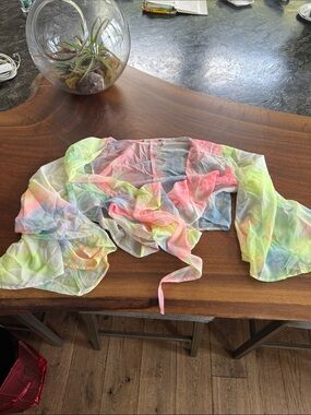 AKIRA Sheer Tie-Front Crop Top - Pastel Pink, Blue, Green